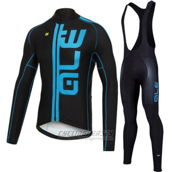 2016 Cycling Jersey ALE Blue and Black Long Sleeve and Bib Tight