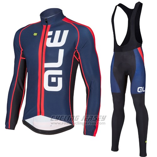 2016 Cycling Jersey ALE Blue and Red Long Sleeve and Bib Tight