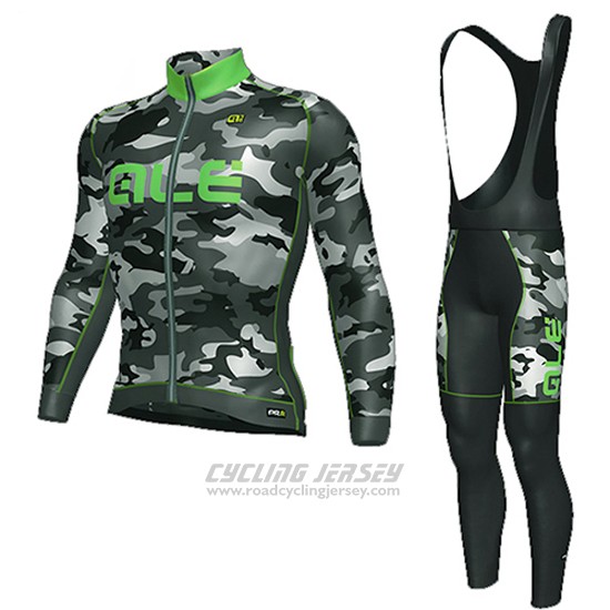 2016 Cycling Jersey ALE Green and Black Long Sleeve and Bib Tight