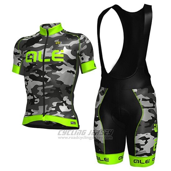 2017 Cycling Jersey ALE Camouflage and Green Short Sleeve and Bib Short
