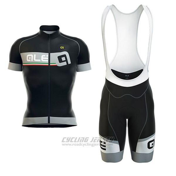 2017 Cycling Jersey ALE Formula 1.0 Adriatico Gray and Black Short Sleeve and Bib Short