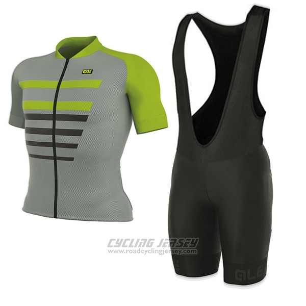 2017 Cycling Jersey ALE Prr 2.0 Piuma Green and Gray Short Sleeve and Bib Short