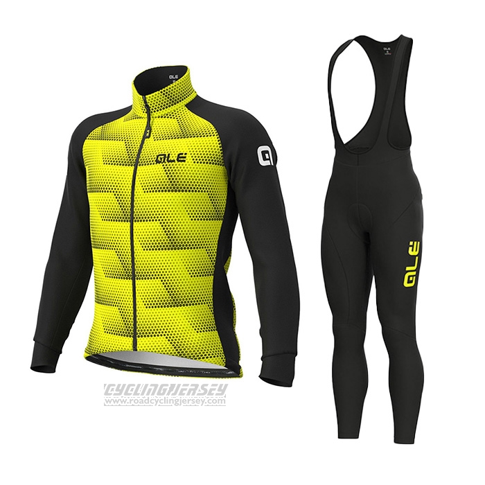 2021 Cycling Jersey ALE Black Yellow Long Sleeve and Bib Short