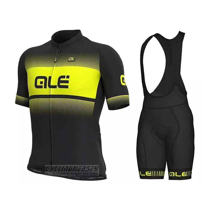 2021 Cycling Jersey ALE Black Yellow Short Sleeve and Bib Short