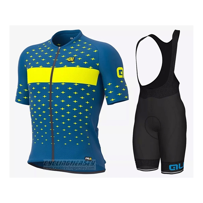 2021 Cycling Jersey ALE Blue Yellow Short Sleeve and Bib Short