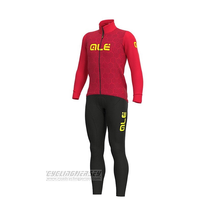 2021 Cycling Jersey ALE Red Long Sleeve and Bib Short