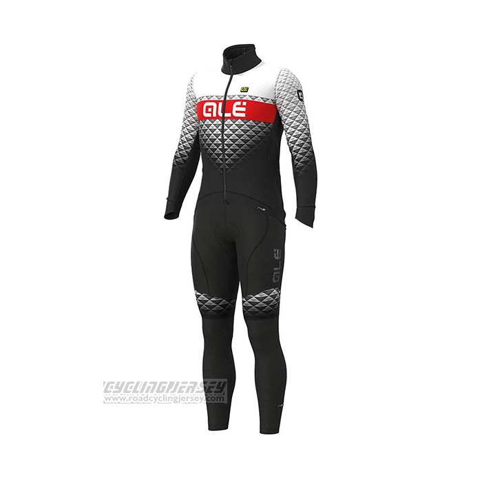 2021 Cycling Jersey ALE White Black Red Long Sleeve and Bib Short