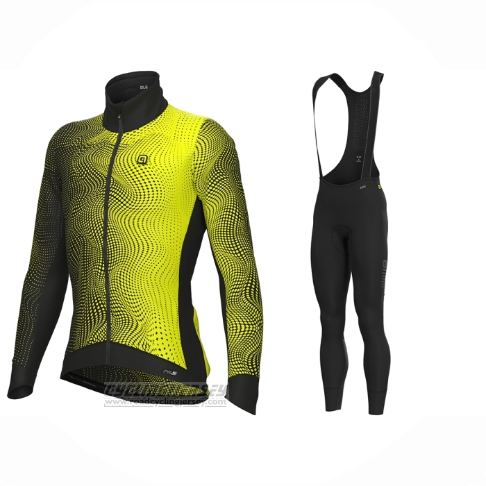 2023 Cycling Jersey ALE Black Yellow Long Sleeve and Bib Short