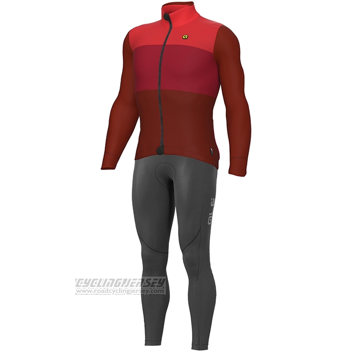 2023 Cycling Jersey ALE Red Long Sleeve and Bib Short