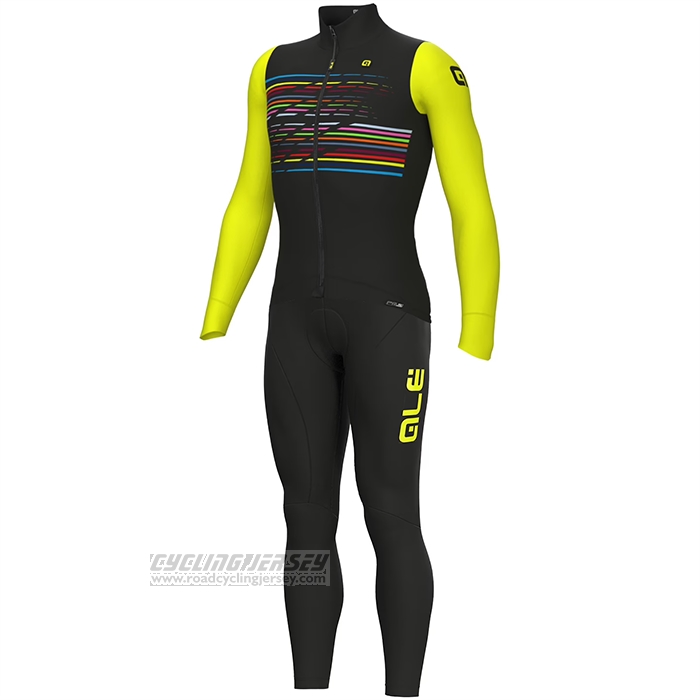 2023 Cycling Jersey ALE Yellow Black Long Sleeve and Bib Short