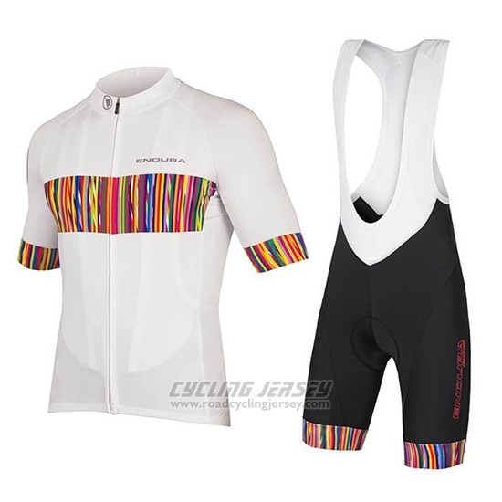 2018 Cycling Jersey Endura Graphics Pinstripe White Short Sleeve and Overalls