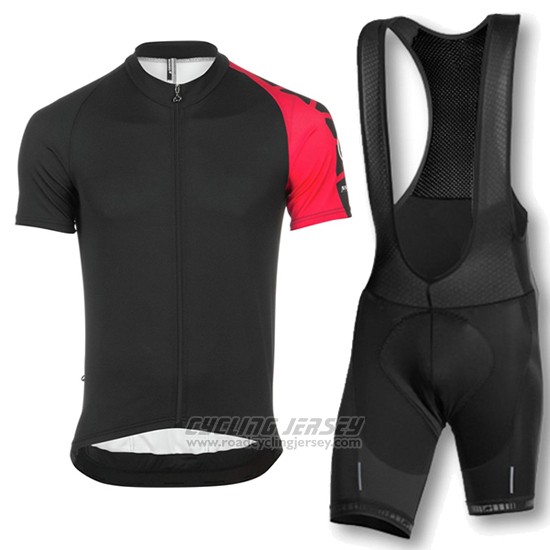 2016 Cycling Jersey Assos Black and Red Short Sleeve and Bib Short