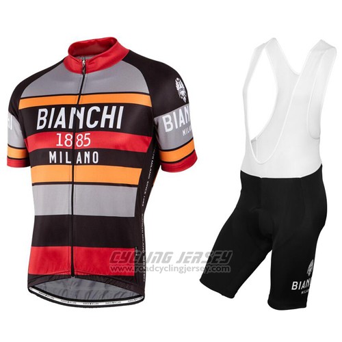 2016 Cycling Jersey Bianchi Red and Orange Short Sleeve and Bib Short