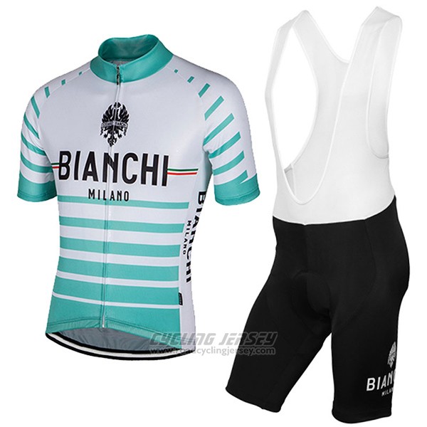 2017 Cycling Jersey Bianchi Milano Albatros White Short Sleeve and Bib Short