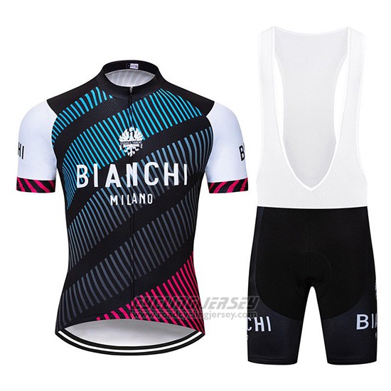 2019 Cycling Jersey Bianchi Blue Black Red Short Sleeve and Overalls