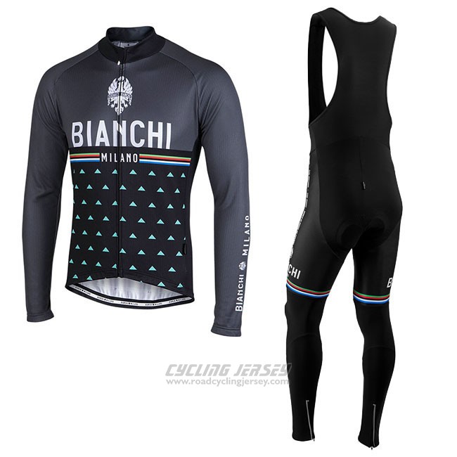 Cycling Jersey Bianchi Milano Nalles Black Long Sleeve and Bib Tight