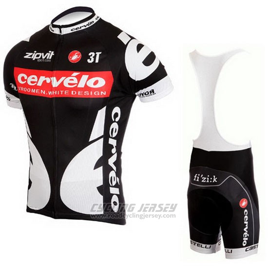 2010 Cycling Jersey Castelli Cervelo White and Black Short Sleeve and Bib Short