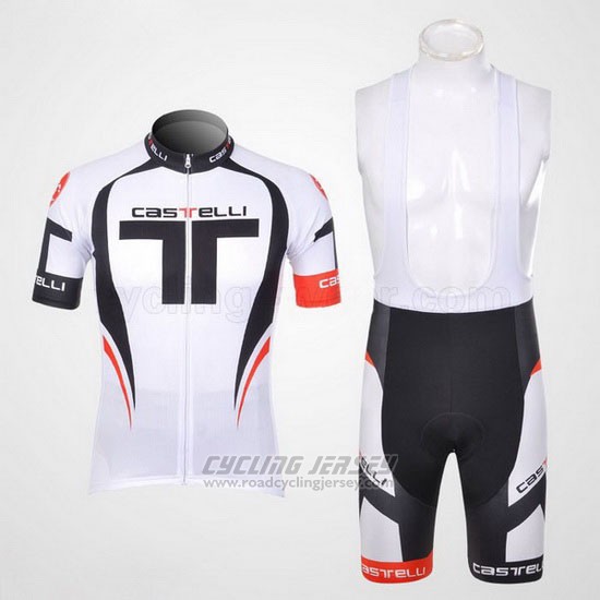 2011 Cycling Jersey Castelli White Short Sleeve and Bib Short