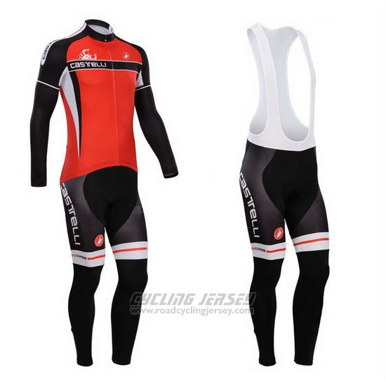 2014 Cycling Jersey Castelli Red Long Sleeve and Bib Tight