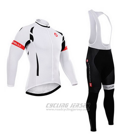2015 Cycling Jersey Castelli White and Black Long Sleeve and Bib Tight