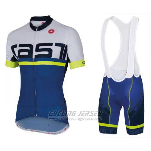 2016 Cycling Jersey Castelli Blue White Short Sleeve and Bib Short