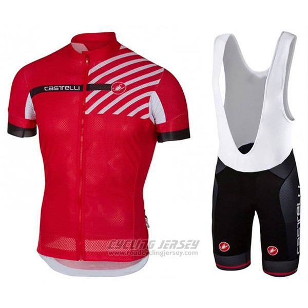 2017 Cycling Jersey Castelli Free Ar Red Short Sleeve and Bib Short