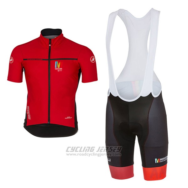 2017 Cycling Jersey Castelli Maratone Red and Black Short Sleeve and Bib Short