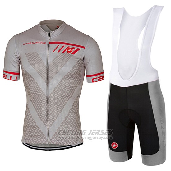 2017 Cycling Jersey Castelli Silver Short Sleeve and Bib Short