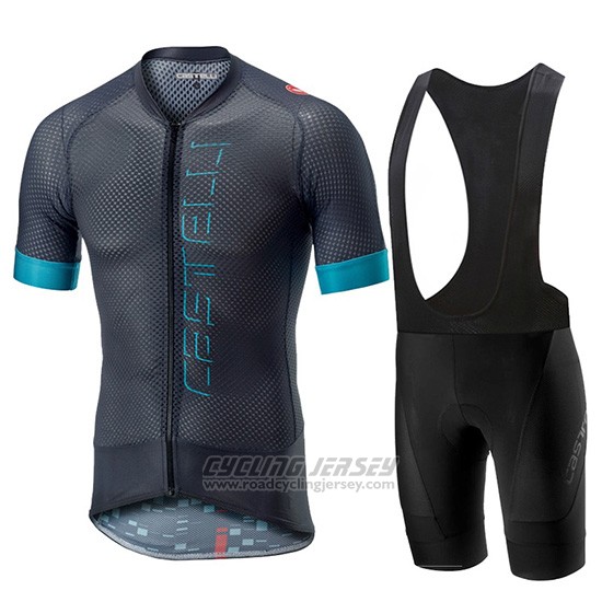 2019 Cycling Jersey Castelli Climber's 2.0 Black Sky Blue Short Sleeve and Overalls