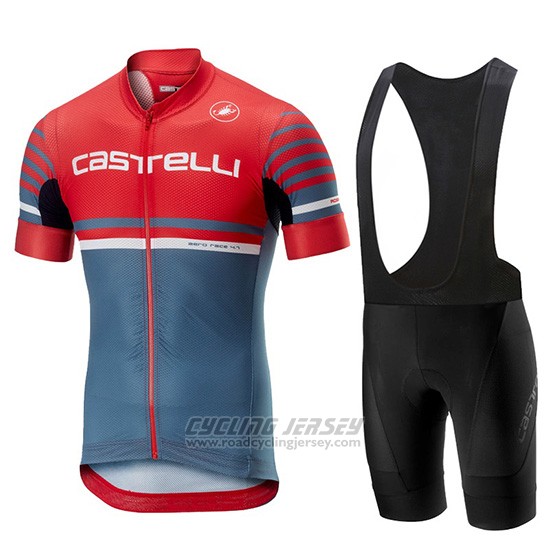 2019 Cycling Jersey Castelli Free Ar 4.1 Red Gray Short Sleeve and Overalls