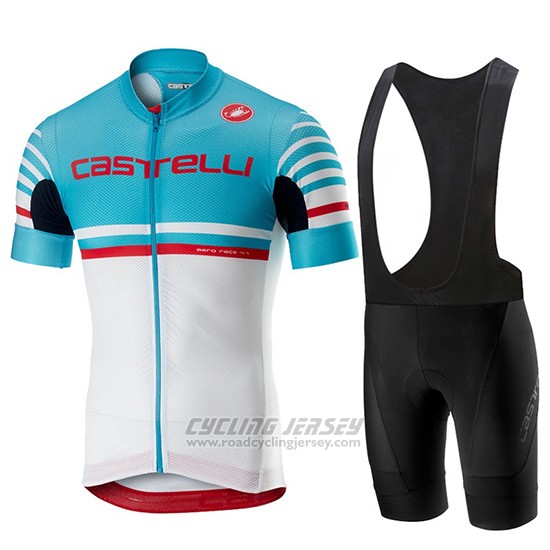 2019 Cycling Jersey Castelli Free Ar 4.1 Sky Blue White Short Sleeve and Overalls