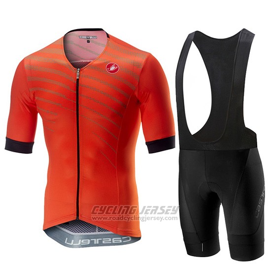 2019 Cycling Jersey Castelli Free Speed Race Orange Short Sleeve and Overalls