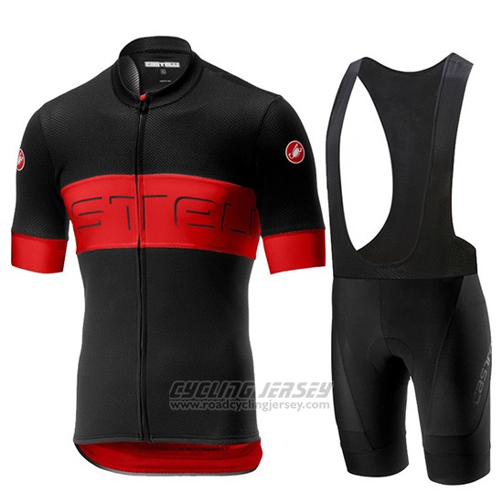 2019 Cycling Jersey Castelli Prologo 6 Black Red Short Sleeve and Overalls