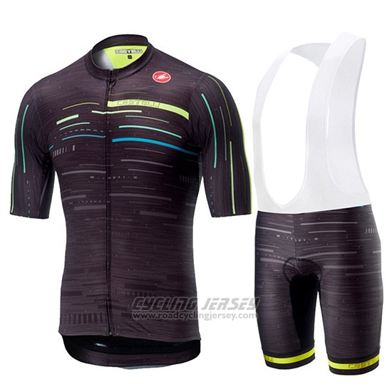 2019 Cycling Jersey Castelli Tabula Rasa Black Short Sleeve and Overalls