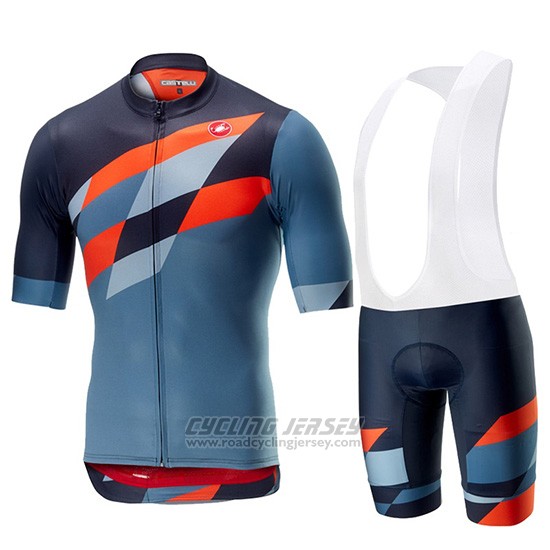 2019 Cycling Jersey Castelli Tabula Rasa Blue Orange Short Sleeve and Overalls
