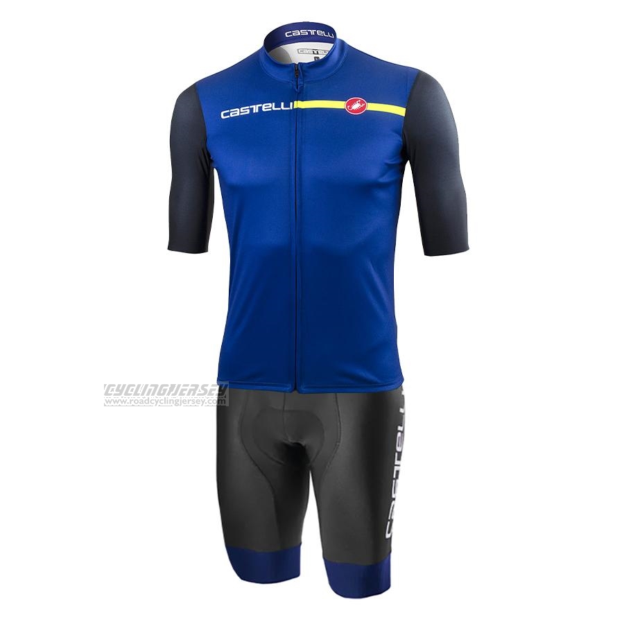 2021 Cycling Jersey Castelli Blue Short Sleeve and Bib Short(1)