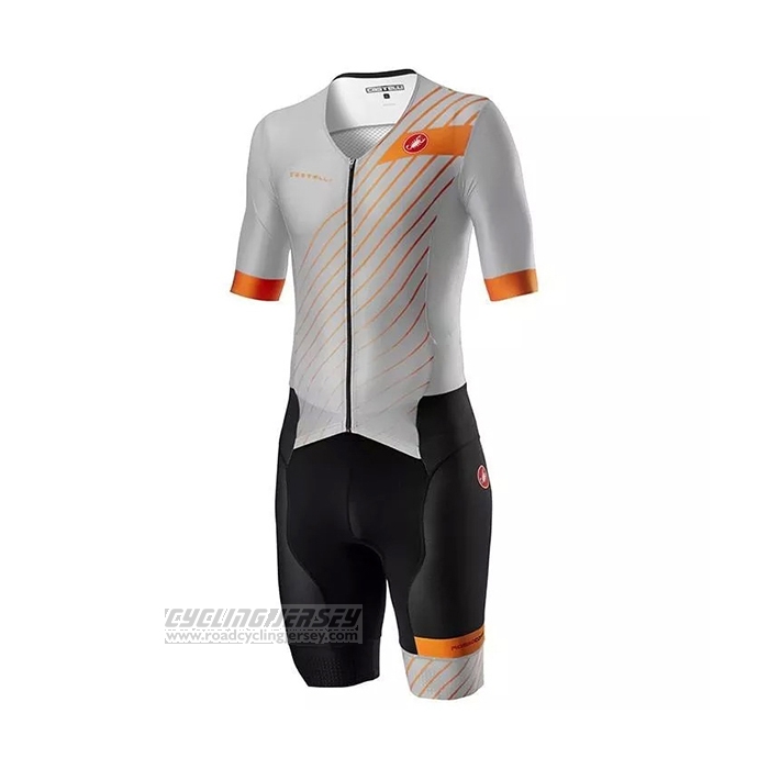 2021 Cycling Jersey Castelli Gray Short Sleeve and Bib Short