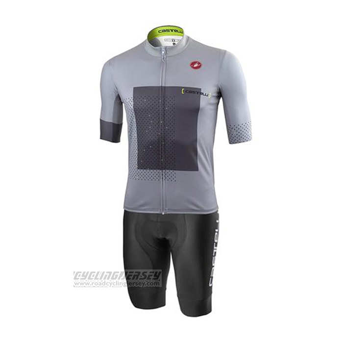 2021 Cycling Jersey Castelli Gray White Short Sleeve and Bib Short(5)