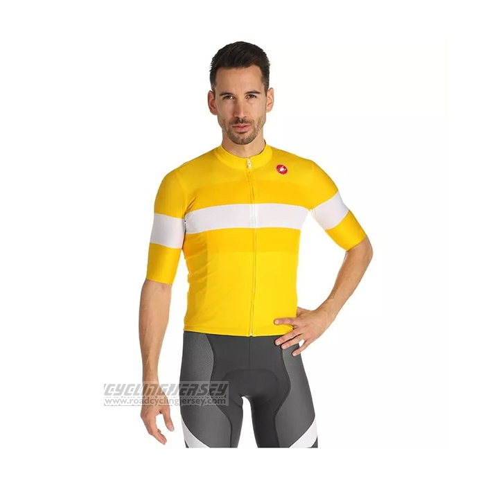 2021 Cycling Jersey Castelli Yellow Short Sleeve and Bib Short