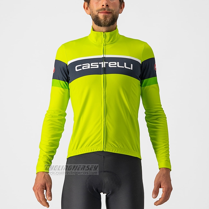 2022 Cycling Jersey Castelli Bright Green Long Sleeve and Bib Short