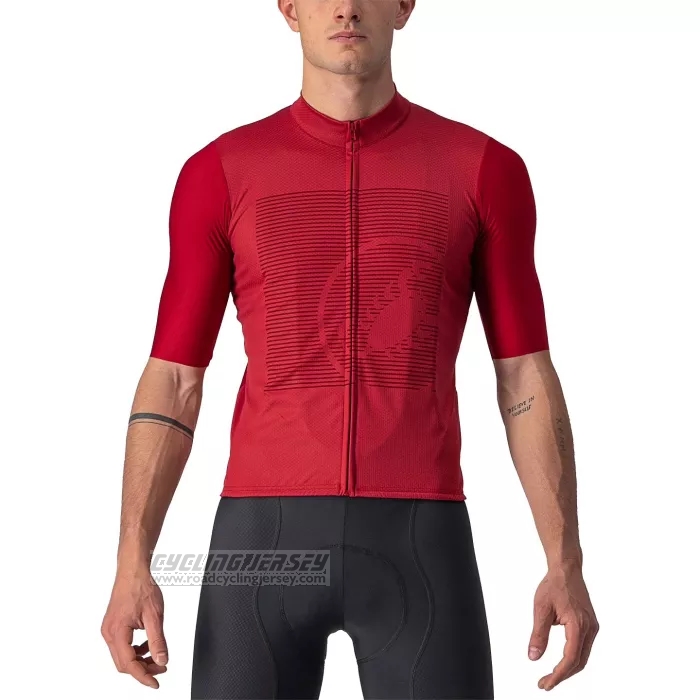 2022 Cycling Jersey Castelli Red Short Sleeve and Bib Short