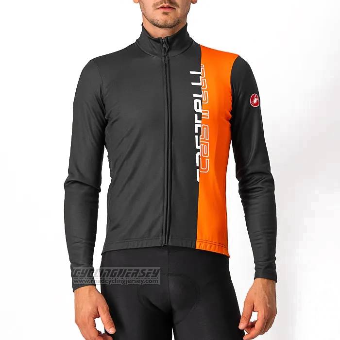 2023 Cycling Jersey Castelli Orange Long Sleeve And Bib Short