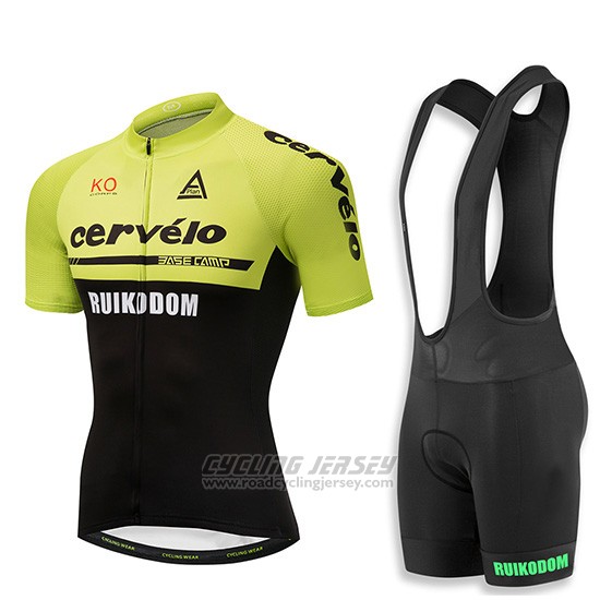 2018 Cycling Jersey Cervelo Green and Black Short Sleeve and Bib Short