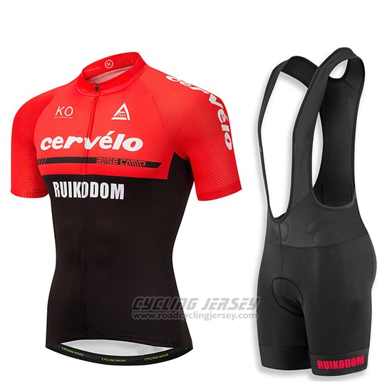 2018 Cycling Jersey Cervelo Red and Black Short Sleeve and Bib Short