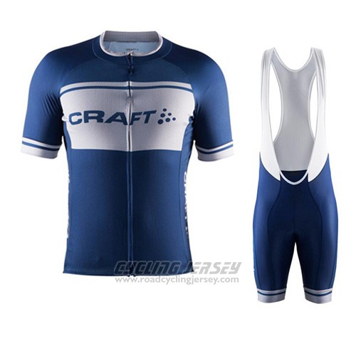 2016 Cycling Jersey Craft White and Blue Short Sleeve and Bib Short