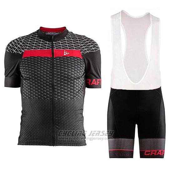 2018 Cycling Jersey Craft Route Black and Red Short Sleeve and Bib Short