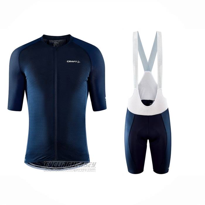 2023 Cycling Jersey Craft Deep Blue Short Sleeve And Bib Short