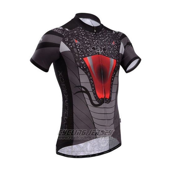 2014 Cycling Jersey Fox Cyclingbox Black and Gray Short Sleeve and Bib Short