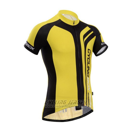 2014 Cycling Jersey Fox Cyclingbox Black and Yellow Short Sleeve and Bib Short