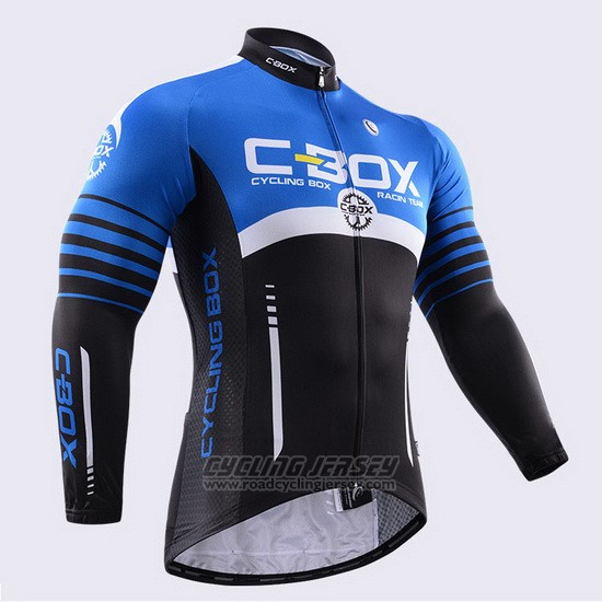2015 Cycling Jersey Fox Cyclingbox Black and Blue Long Sleeve and Bib Tight